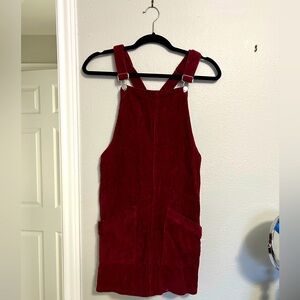 Altar'd State Corduroy Overall Short Mini Dress Burgundy Women’s Size Medium